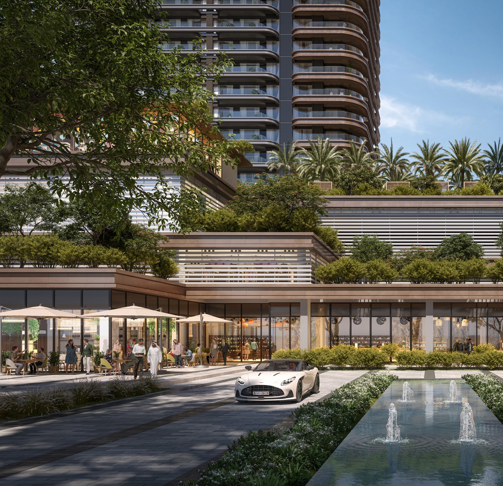 Address Residences Zabeel — podium retail and pool level