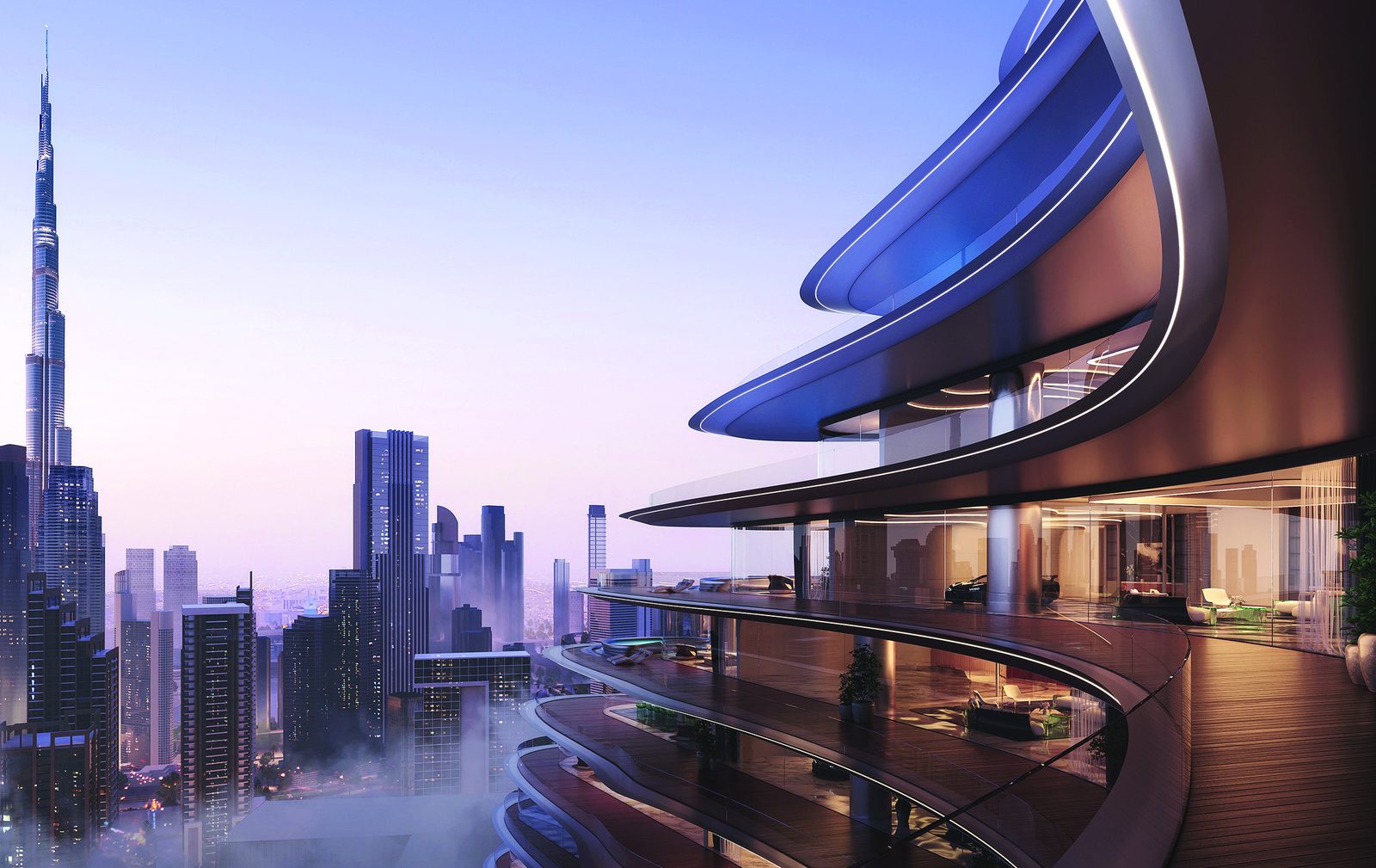 Bugatti Residences — Sky Mansion terrace · Burj Khalifa view