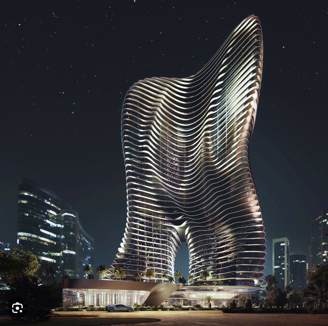 Bugatti Residences — The tower at night