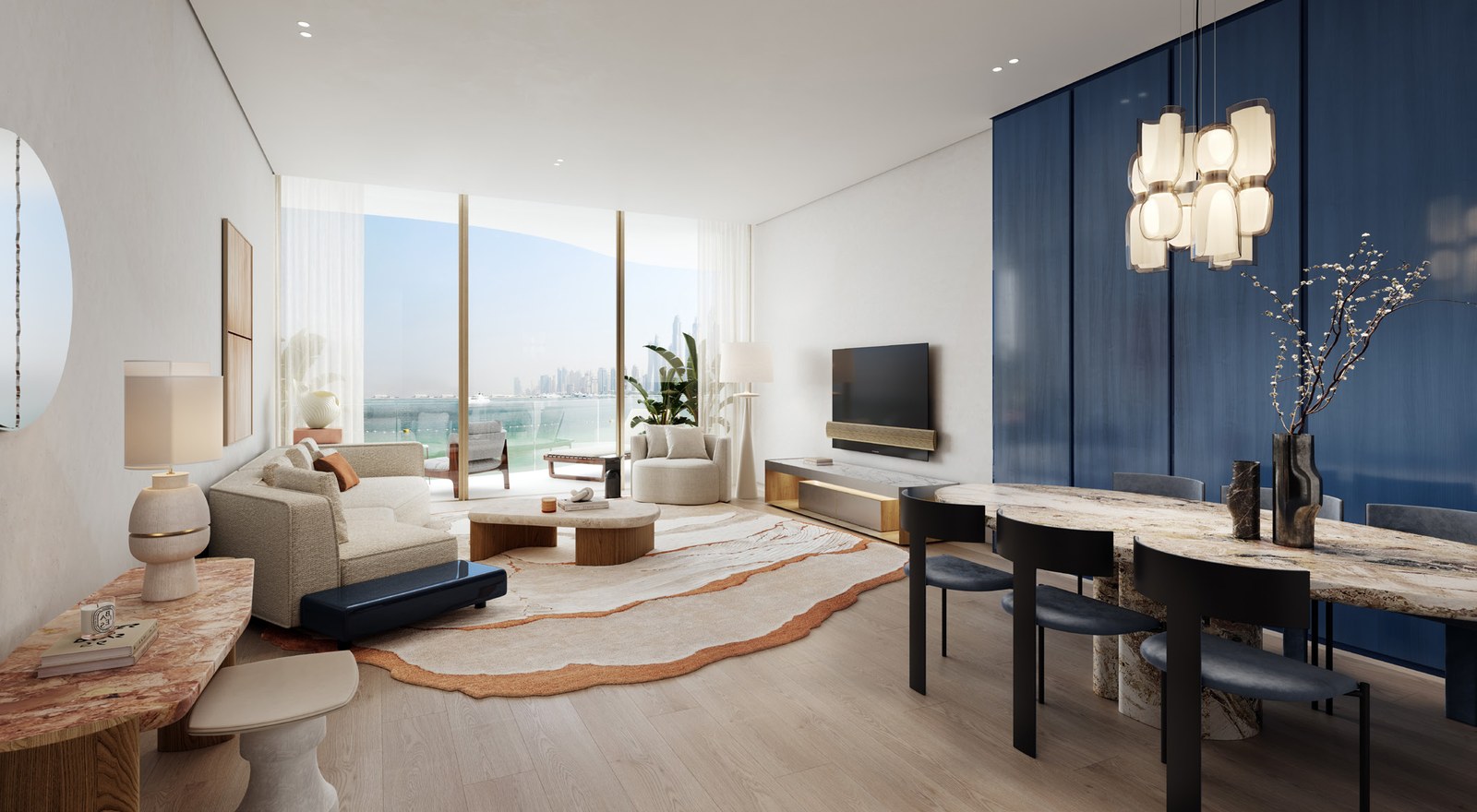 Dubai Harbour Residences — dining and living area