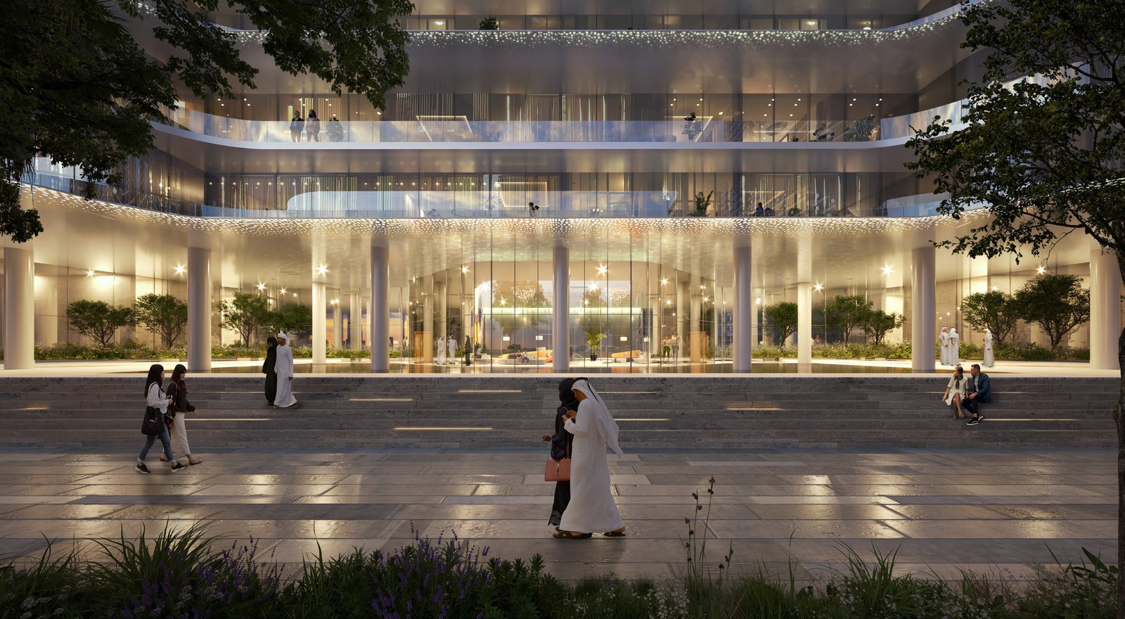 Dubai Harbour Residences — illuminated courtyard