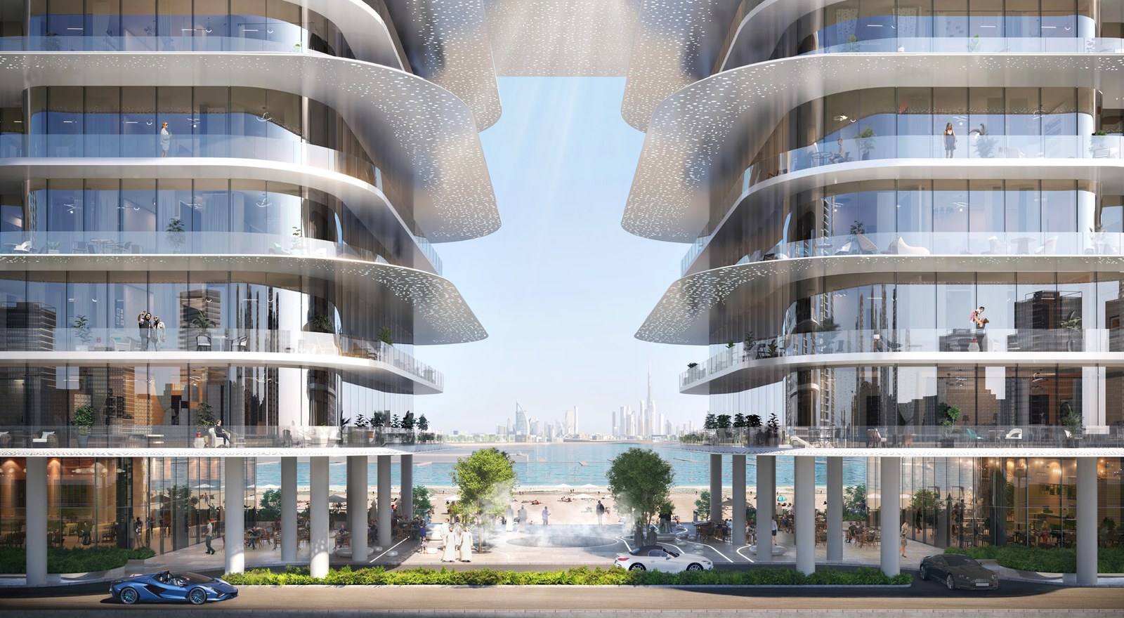 Dubai Harbour Residences — sea and skyline through the facade