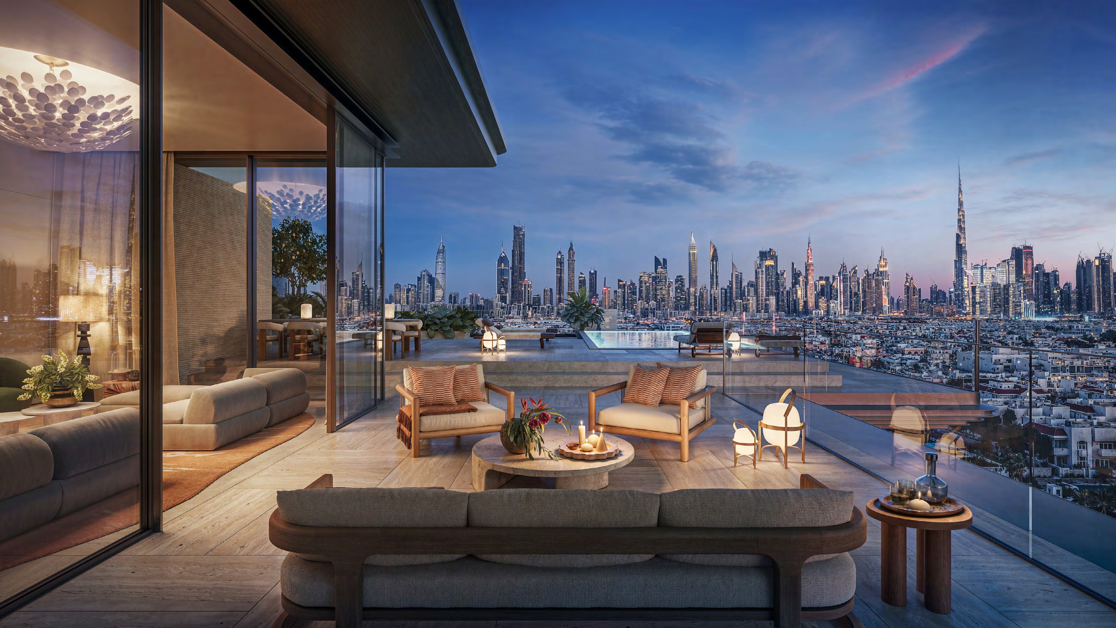 Solaya — penthouse terrace overlooking the Dubai skyline