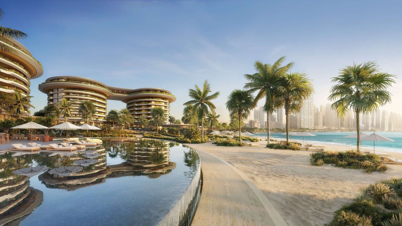 The Dubai Beach EDITION Residences — towers along the shoreline